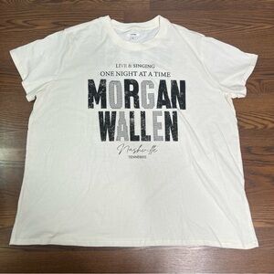 Maurices Morgan Wallen oversized fit graphic tee in cream color size 2X
